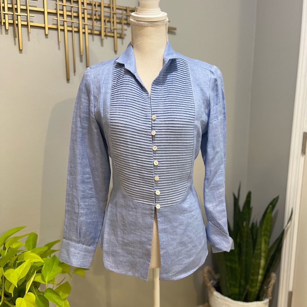 Carlisle Light Blue Pleated Blouse 8